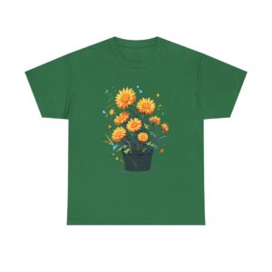 Unisex tee featuring a vibrant bouquet of blooming dandelions in a pot