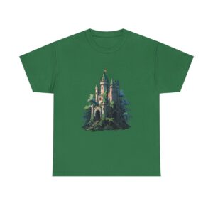 Unisex heavy cotton tee with a mystical castle design