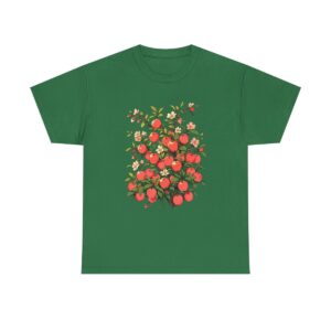 Unisex Tee with a ripe apple tree branch design