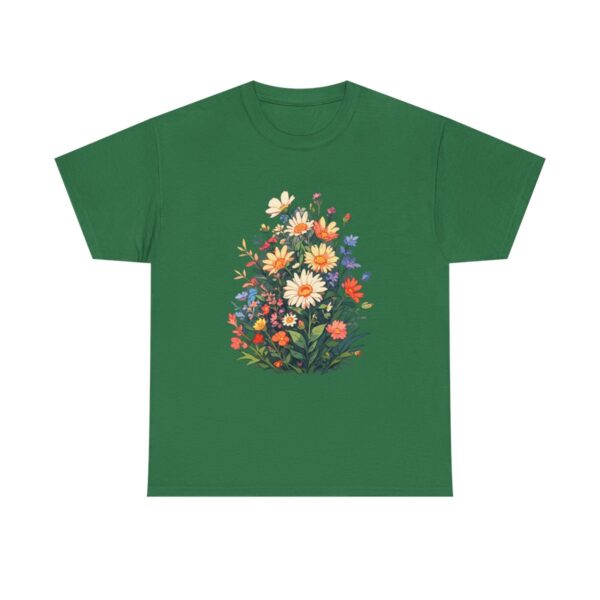 Unisex tee with a dreamy meadow design featuring a variety of colorful flowers