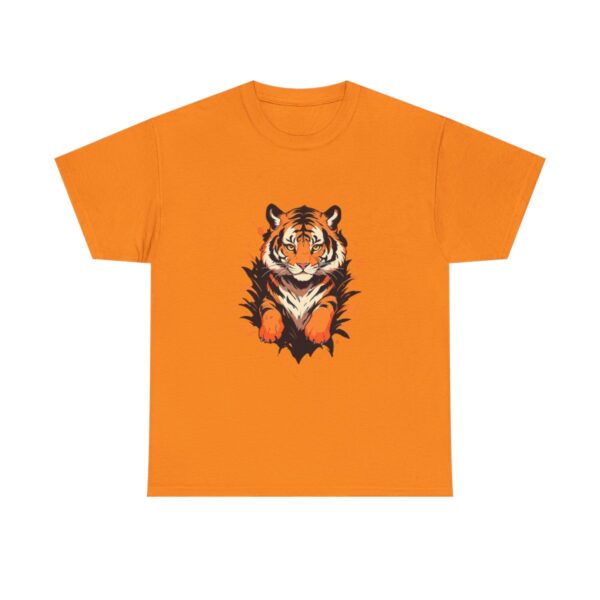 Unisex Tee with design of a fierce tiger head with intense gaze