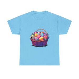 Unisex Tee with a colorful Easter eggs basket design