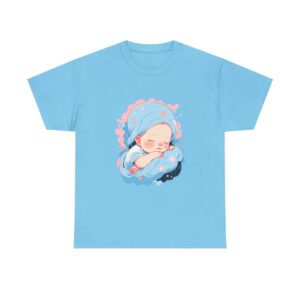 Unisex heavy cotton tee with a cute sleeping baby design