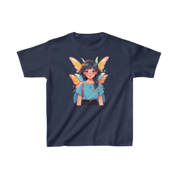 Superheroine graphic with butterfly wings on heavy cotton tee