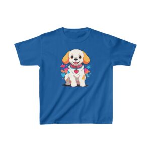 cute puppy with a heart collar on a kids tee