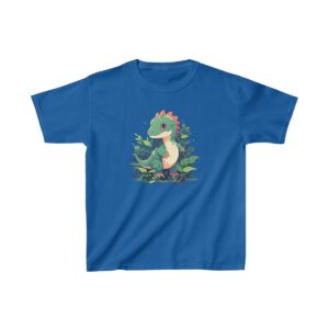 Cute baby brachiosaurus standing among lush plants on a Kids Heavy Cotton Tee