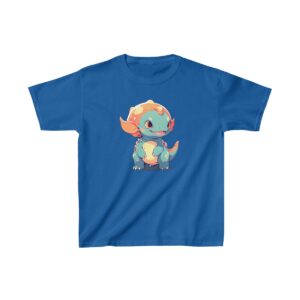 Cute baby pachycephalosaurus sitting on a Kids Heavy Cotton Tee