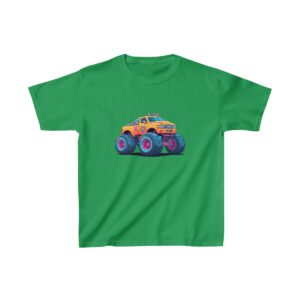 Kids Heavy Cotton Tee with vibrant monster truck design