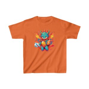 Superhero dragon graphic with armor and wings on heavy cotton tee