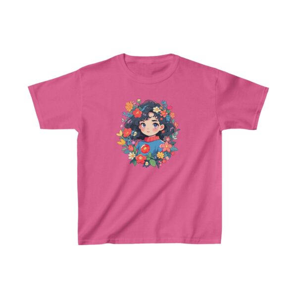 Superheroine graphic with flowers on heavy cotton tee