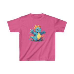 Cute baby therizinosaurus standing with claws raised on a Kids Heavy Cotton Tee