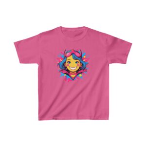 Superhero girl graphic with goggles and colorful background on heavy cotton tee