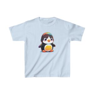 cute baby penguin standing with a cheerful expression on a kids tee