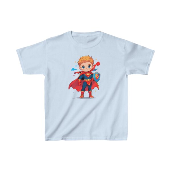 Superhero kid graphic on heavy cotton tee