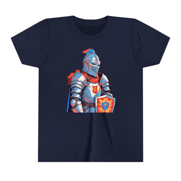 Knight illustration on youth short sleeve tee with armor and shield