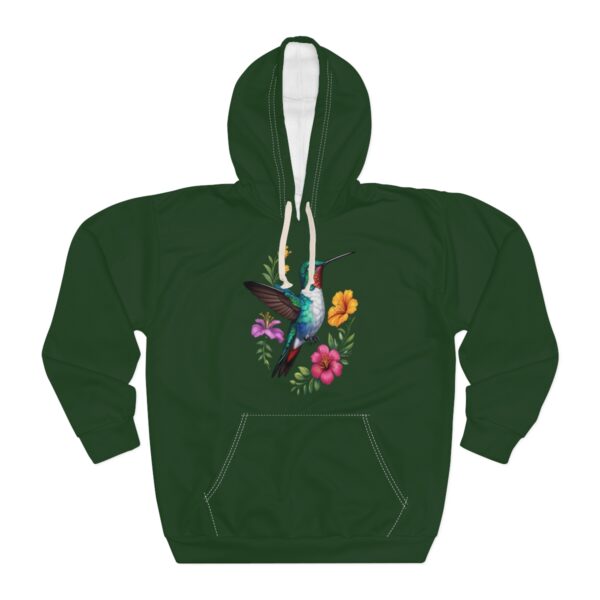 Hummingbird Hoodie with colorful bird and floral graphic