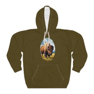 Bison Hoodie with nature-inspired bison print