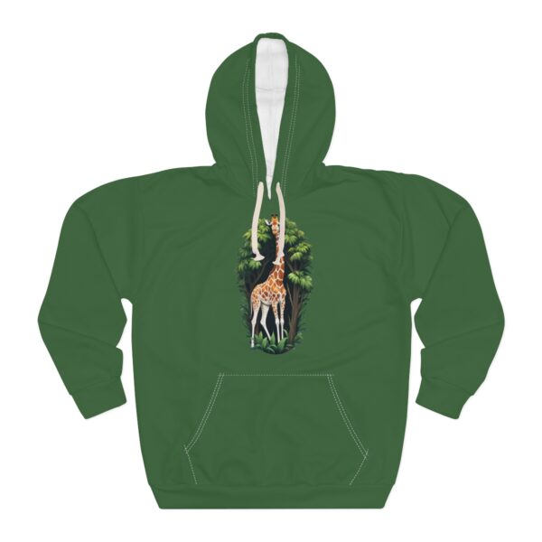 Giraffe Hoodie in forest green with a giraffe graphic