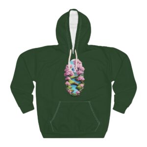 Green Hoodie with cherry blossom design