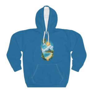 Island-Hoodie-blue-with-tropical-scene-design