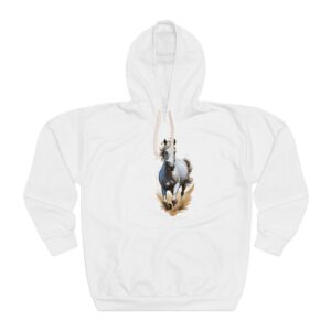 White Hoodie with horse design - Unisex Pullover