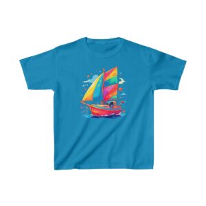 Kids Heavy Cotton Tee with colorful boat design