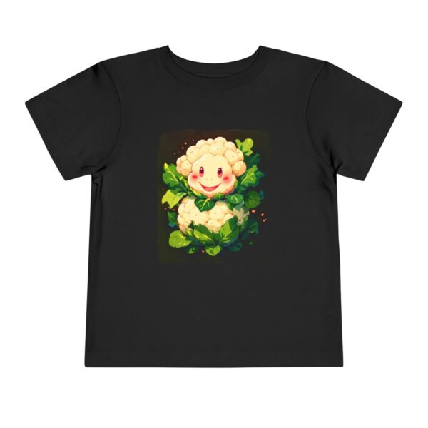 Black toddler T-shirt with a cute cauliflower character