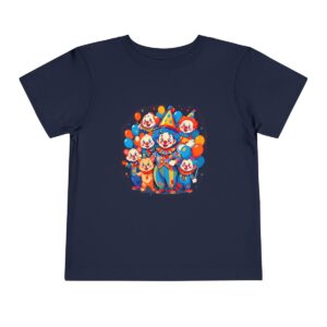 Navy toddler short sleeve tee with a cute clown characters design