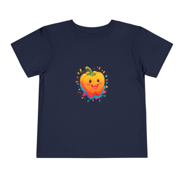 Navy toddler short sleeve tee with a cute bell pepper character design