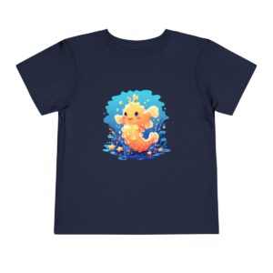 Navy blue toddler short sleeve tee with a cute sea cucumber illustration