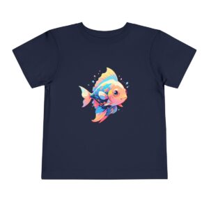 Navy blue toddler short sleeve tee with a cute angelfish illustration