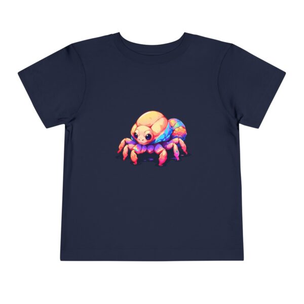 Navy blue toddler short sleeve tee with a cute hermit crab illustration