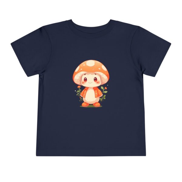 Navy toddler short sleeve tee with a cute mushroom character design