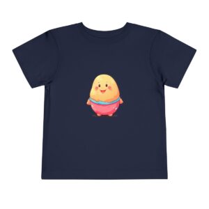 Navy toddler short sleeve tee with a cute smiling potato character design