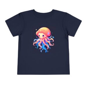 Navy toddler short sleeve tee with a cute colorful jellyfish character design