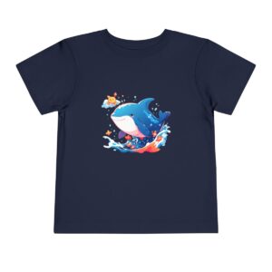 Navy toddler T-shirt with a cute baby whale character