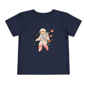 Navy toddler T-shirt with a cute astronaut dog graphic