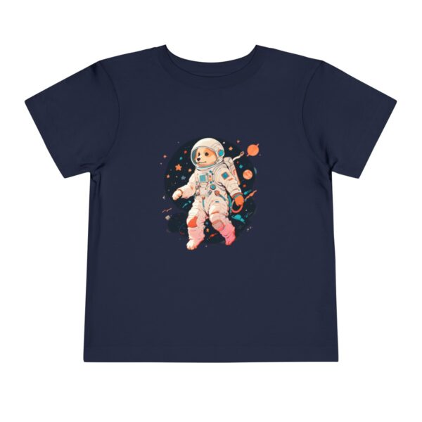 Navy toddler T-shirt with a cute astronaut dog graphic