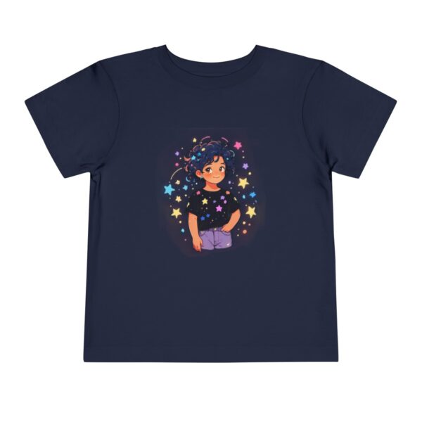 Navy toddler T-shirt with a cute girl surrounded by stars graphic