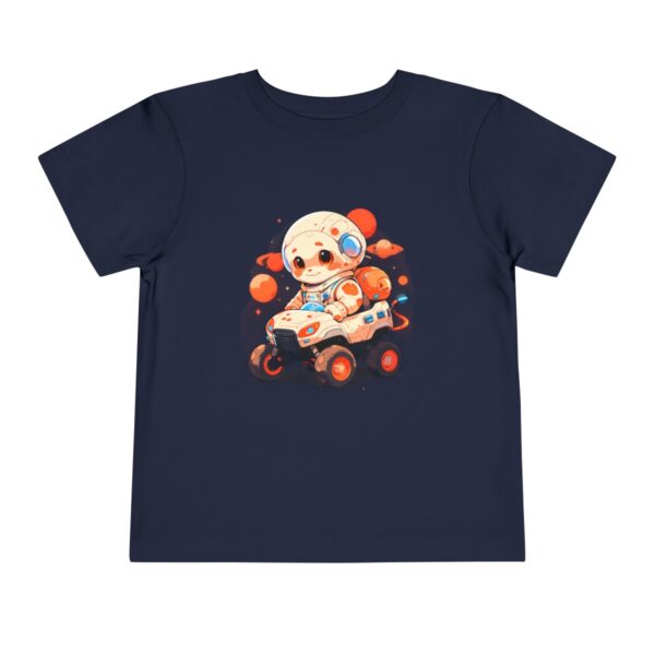 Navy toddler T-shirt with a cute astronaut on a rover graphic