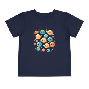 Navy toddler T-shirt with a colorful planets design