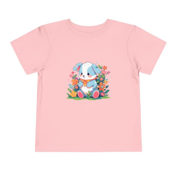 Pink toddler short sleeve tee with a cute baby bunny illustration