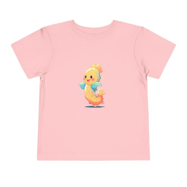 Pink toddler short sleeve tee with a cute sea cucumber illustration