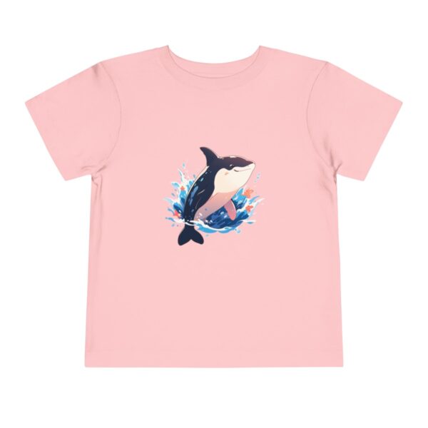 Pink toddler short sleeve tee with a cute orca illustration