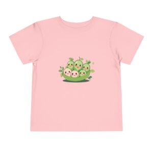 Pink toddler short sleeve tee with cute smiling peas in a pod design