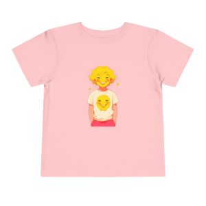 Pink toddler short sleeve tee with a cute smiling lemon character design