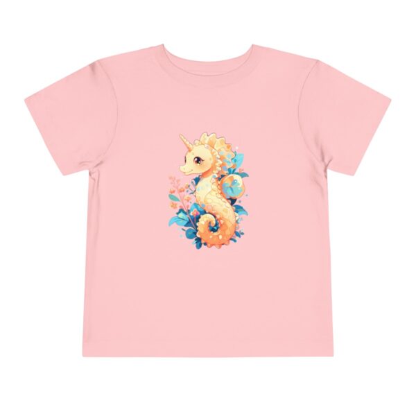 Pink toddler short sleeve tee with a cute seahorse illustration