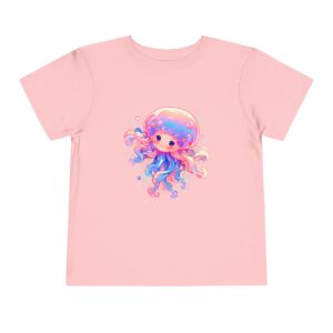 Pink toddler short sleeve tee with a cute colorful jellyfish character design