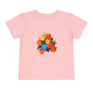 Pink toddler T-shirt with colorful bell pepper design