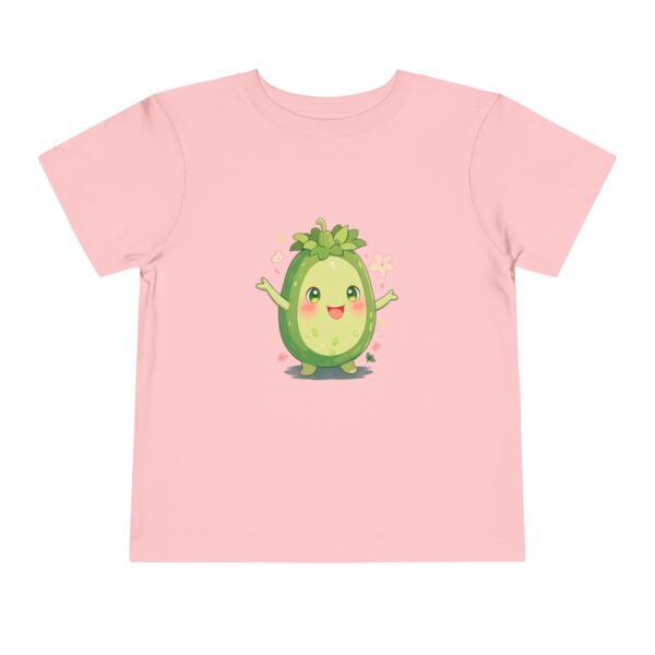 Pink toddler T-shirt with happy cucumber design